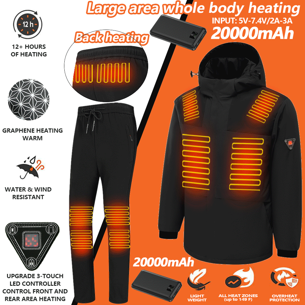 2025 Cotton Heating Jacket for Men & Women Waterproof  Windproof and Velvet 360° All-Round Large Area Heating (With Battery)