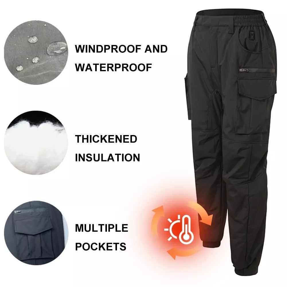 Men Women Electric USB Heated Pants Winter Warmer Trousers Multi-pocket Overalls