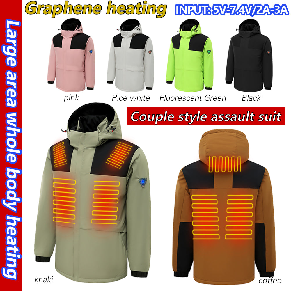 Women 2025 Cotton Heating Jacket for  Waterproof  Windproof and Velvet 360° All-Round Large Area Heating (With Battery)